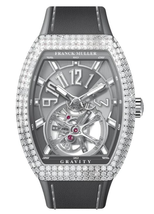Franck Muller Vanguard Gravity Tourbillon Steel White Diamonds Replica Watch V 41 T GRAVITY CS (TT) (AC) (TT BLC AC)